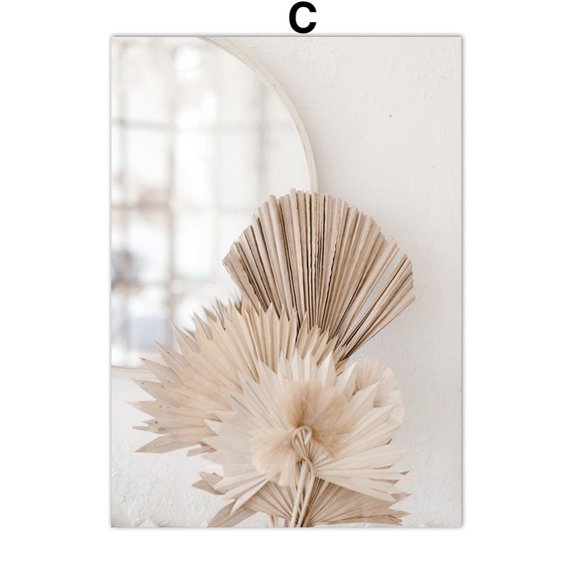 Poster Pampasgras Beige Spiegel  I Wandbilder Wohnzimmer & Schlafzimmer I  Deko Print Bilder I ohne Rahmen